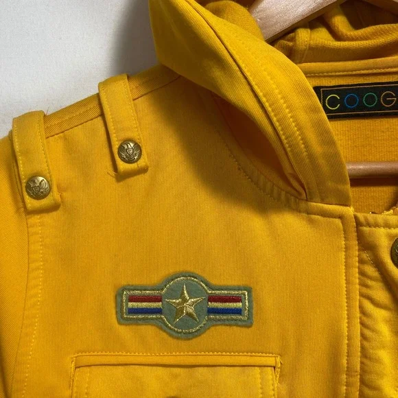 Coogi Couture Womens Military Patch Zip Up Hoodie Yellow Large C121510 - Picture 11 of 12
